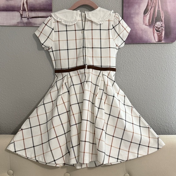 Janie and jack girls dress size 6 white window pane statement collar equestrian - Picture 9 of 9